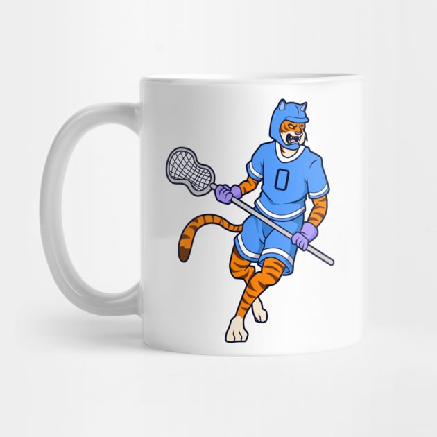 Cartoon Tiger playing Lacrosse by Modern Medieval Design